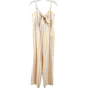 CI SONO Linen Blend Stripes Mustard/White Sleeveless Jumpsuit